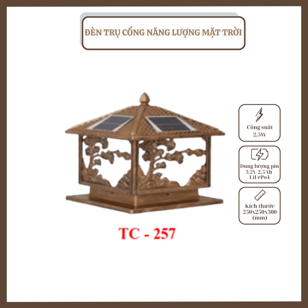 ĐÈN TRỤ CỔNG NĂNG LƯỢNG MẶT TRỜI TC - 257 ĐÈN TRỤ CỔNG NĂNG LƯỢNG MẶT TRỜI TC - 257